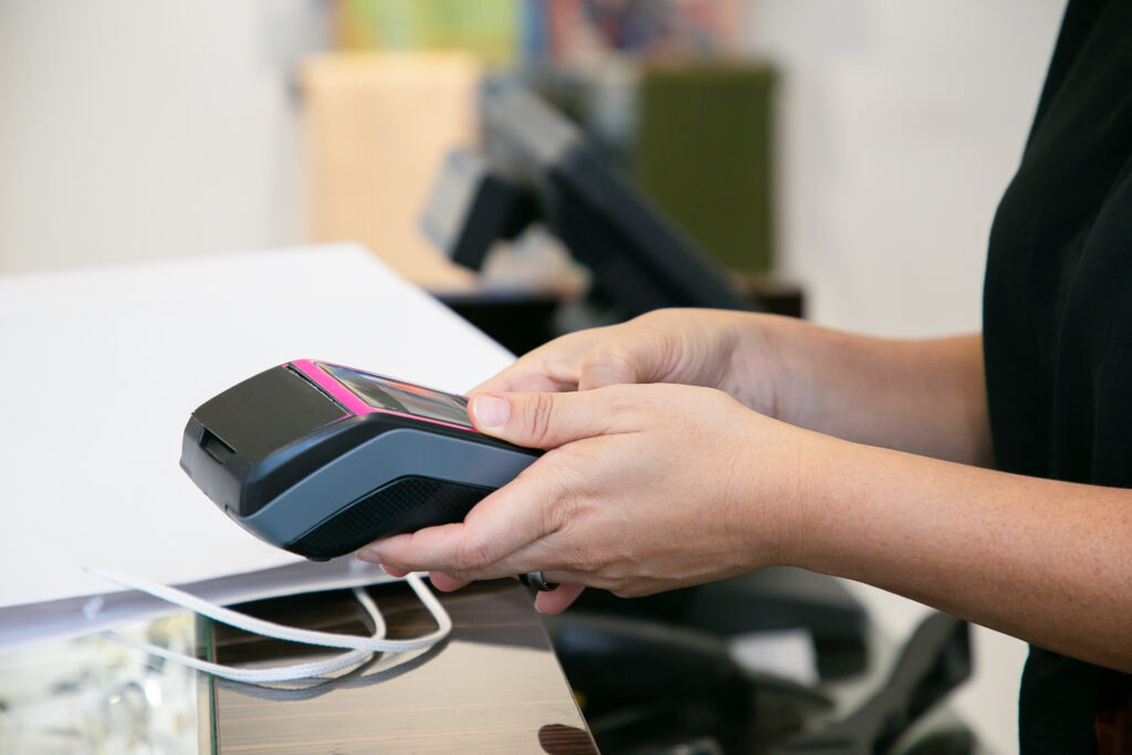 cashier or seller operating payment process